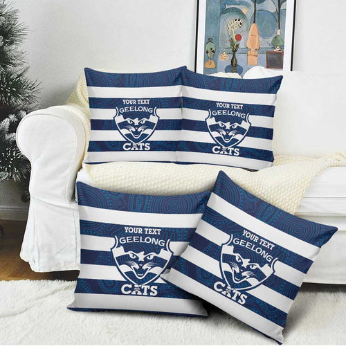 AFL Cats Football Custom Pillow Cover Geelong Proud Indigenous Art - Aussie Hoodie