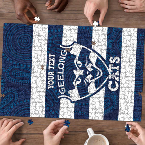AFL Cats Football Custom Puzzle Geelong Proud Indigenous Art - Aussie Hoodie