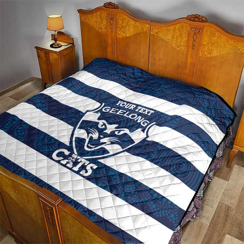 AFL Cats Football Custom Quilt Geelong Proud Indigenous Art - Aussie Hoodie
