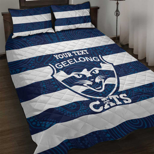 AFL Cats Football Custom Quilt Bed Set Geelong Proud Indigenous Art - Aussie Hoodie