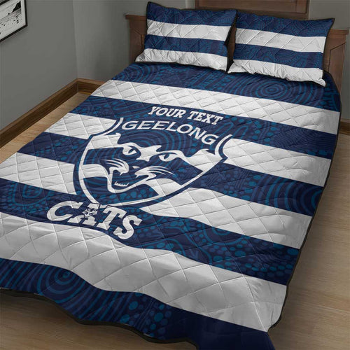 AFL Cats Football Custom Quilt Bed Set Geelong Proud Indigenous Art - Aussie Hoodie