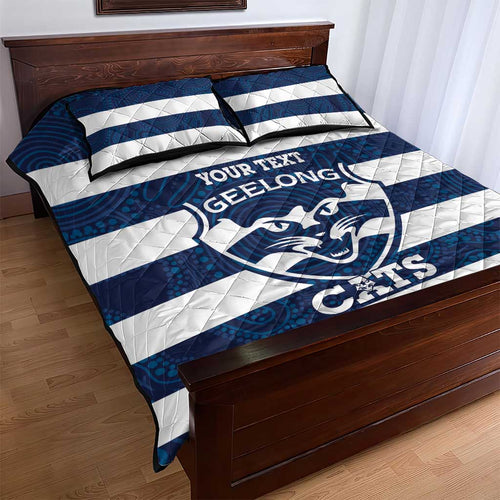 AFL Cats Football Custom Quilt Bed Set Geelong Proud Indigenous Art - Aussie Hoodie