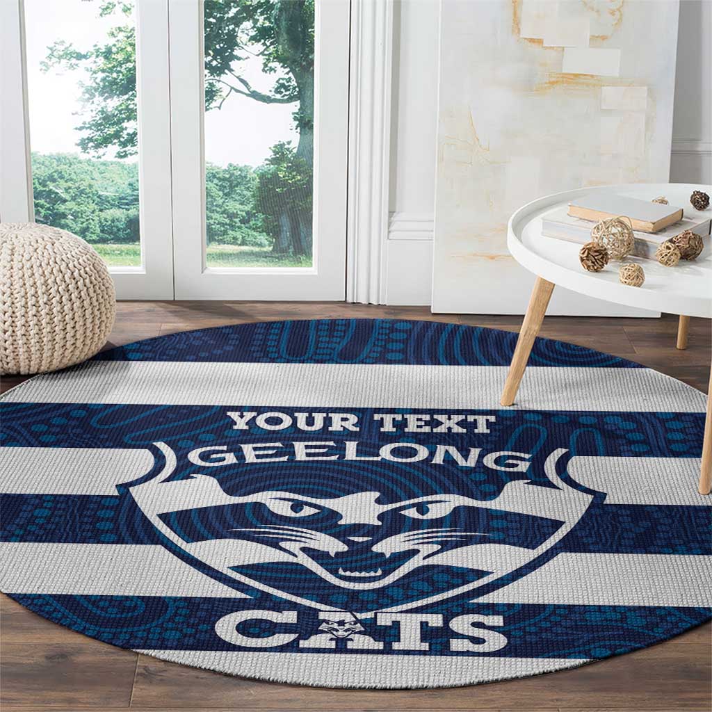 AFL Cats Football Custom Round Carpet Geelong Proud Indigenous Art - Aussie Hoodie