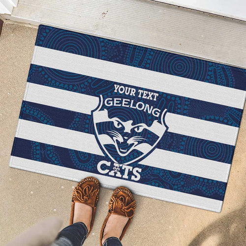 AFL Cats Football Custom Rubber Doormat Geelong Proud Indigenous Art - Aussie Hoodie