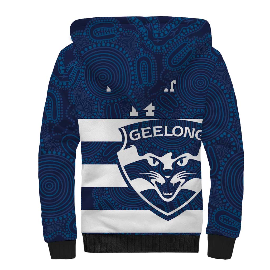 AFL Cats Football Custom Sherpa Hoodie Geelong Proud Indigenous Art - Aussie Hoodie