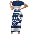 AFL Cats Football Custom Short Sleeve Bodycon Dress Geelong Proud Indigenous Art - Aussie Hoodie