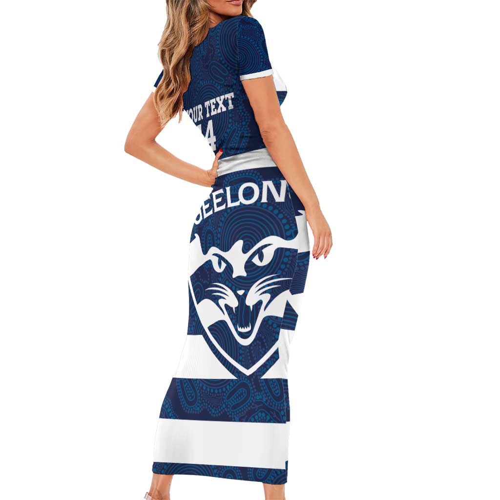 AFL Cats Football Custom Short Sleeve Bodycon Dress Geelong Proud Indigenous Art - Aussie Hoodie