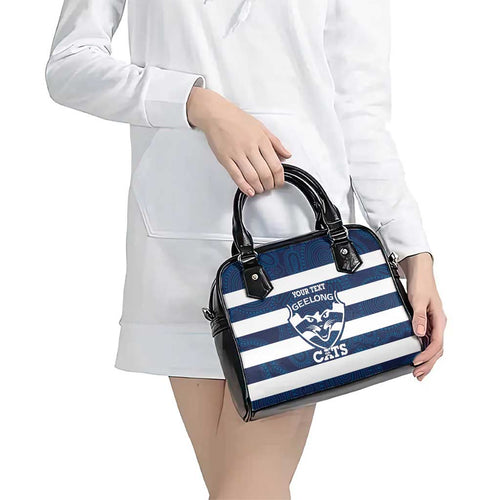 AFL Cats Football Custom Shoulder Handbag Geelong Proud Indigenous Art - Aussie Hoodie