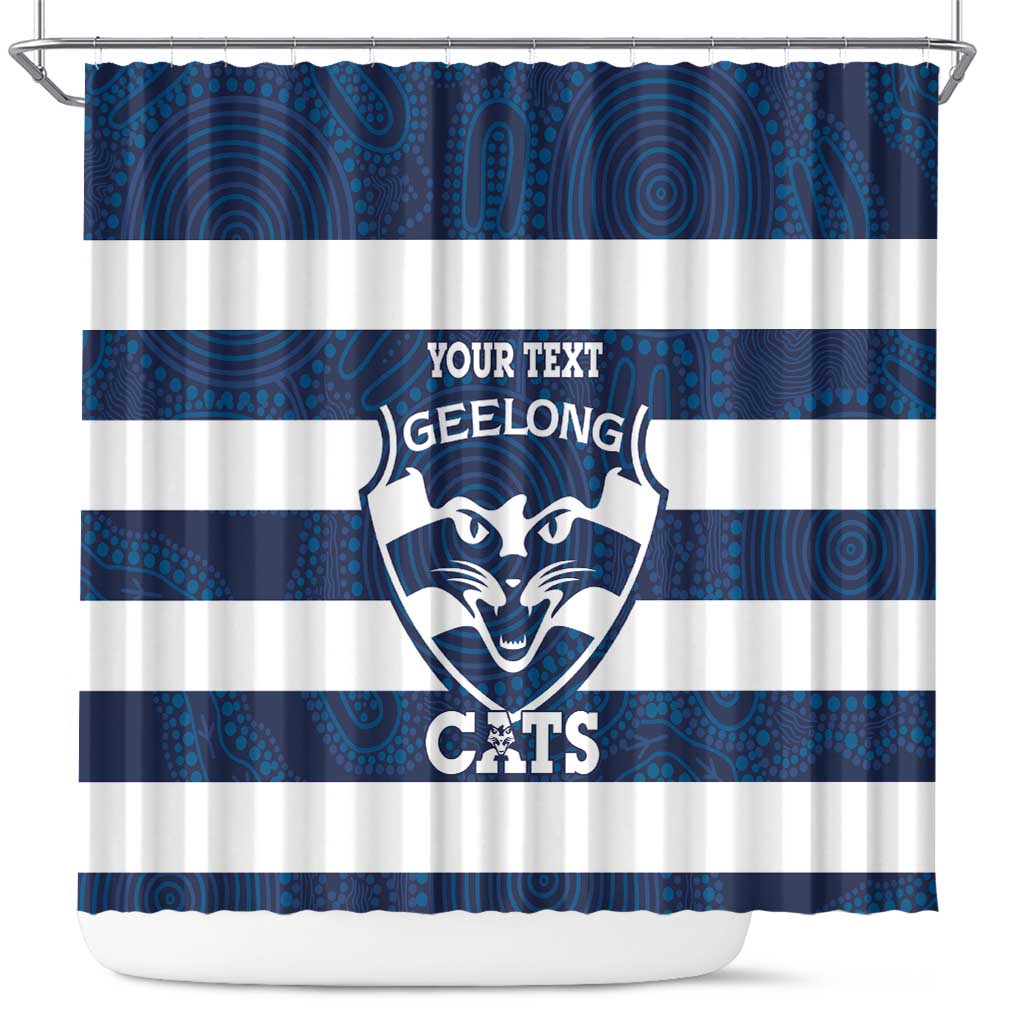 AFL Cats Football Custom Shower Curtain Geelong Proud Indigenous Art - Aussie Hoodie