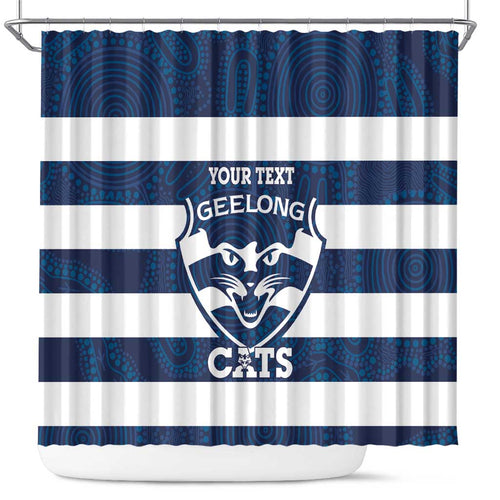 AFL Cats Football Custom Shower Curtain Geelong Proud Indigenous Art - Aussie Hoodie