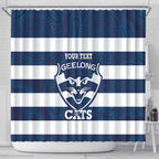 AFL Cats Football Custom Shower Curtain Geelong Proud Indigenous Art - Aussie Hoodie