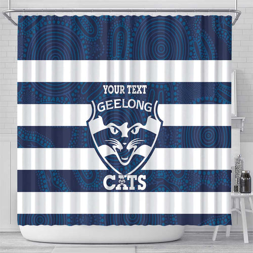AFL Cats Football Custom Shower Curtain Geelong Proud Indigenous Art - Aussie Hoodie