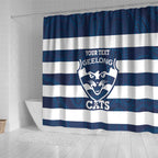 AFL Cats Football Custom Shower Curtain Geelong Proud Indigenous Art - Aussie Hoodie