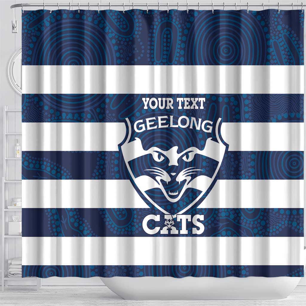 AFL Cats Football Custom Shower Curtain Geelong Proud Indigenous Art - Aussie Hoodie