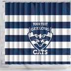 AFL Cats Football Custom Shower Curtain Geelong Proud Indigenous Art - Aussie Hoodie