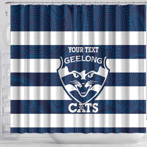 AFL Cats Football Custom Shower Curtain Geelong Proud Indigenous Art - Aussie Hoodie