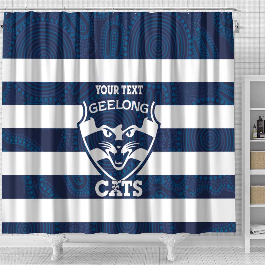 AFL Cats Football Custom Shower Curtain Geelong Proud Indigenous Art - Aussie Hoodie