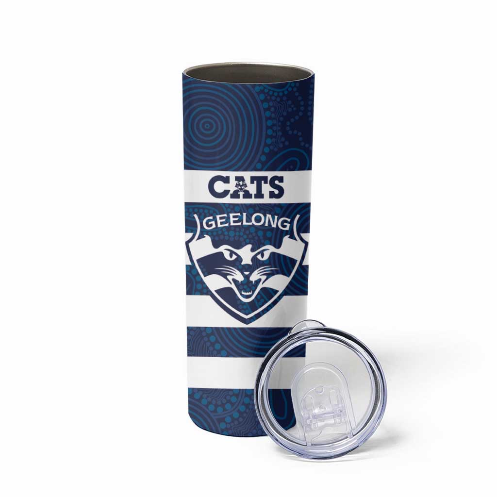 AFL Cats Football Custom Skinny Tumbler Geelong Proud Indigenous Art - Aussie Hoodie