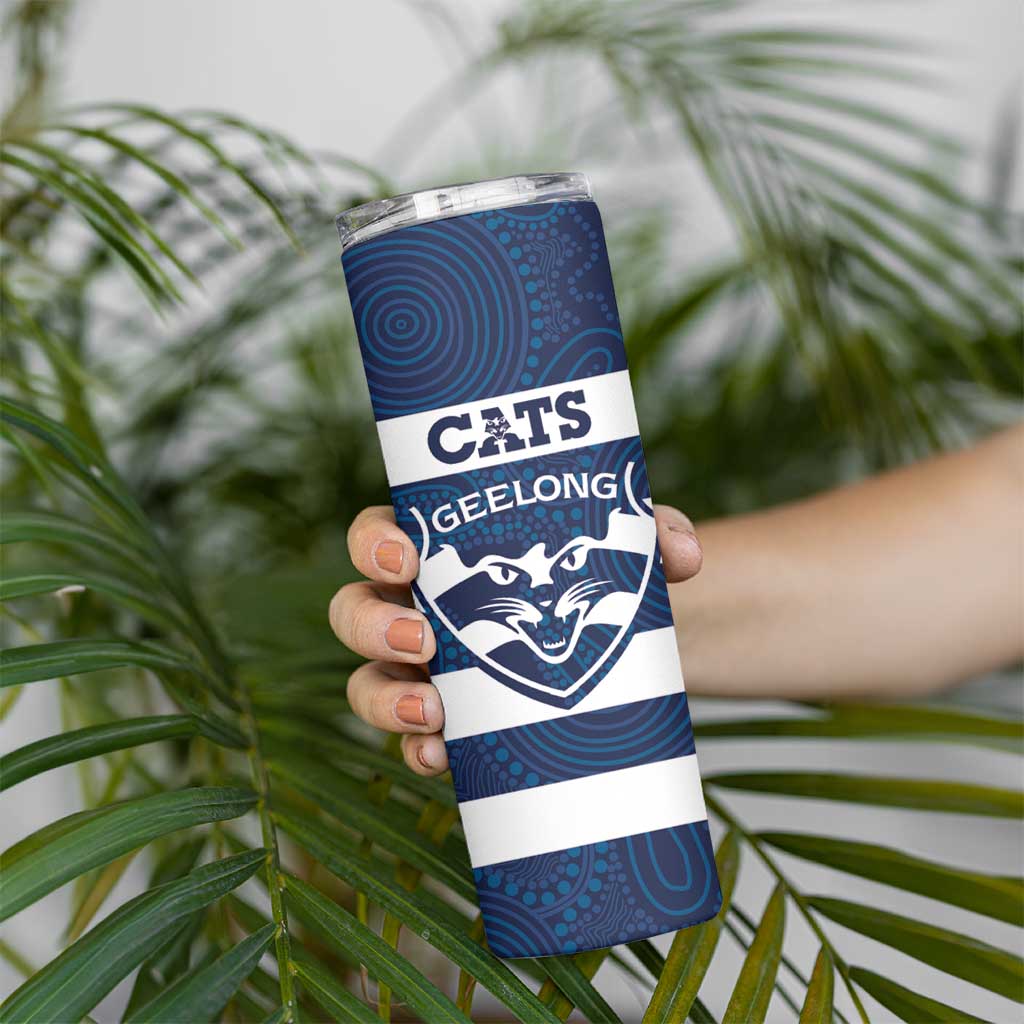 AFL Cats Football Custom Skinny Tumbler Geelong Proud Indigenous Art - Aussie Hoodie