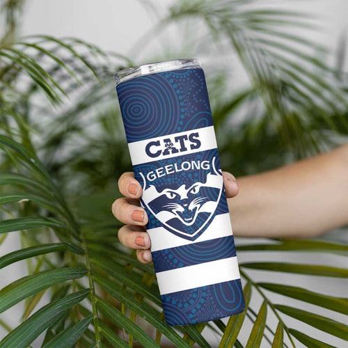 AFL Cats Football Custom Skinny Tumbler Geelong Proud Indigenous Art - Aussie Hoodie