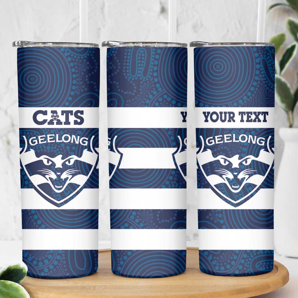 AFL Cats Football Custom Skinny Tumbler Geelong Proud Indigenous Art - Aussie Hoodie
