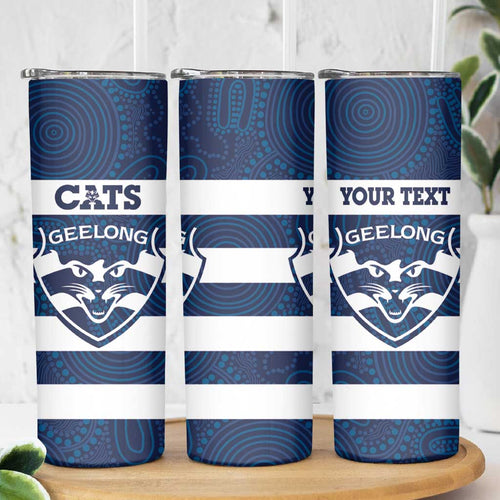 AFL Cats Football Custom Skinny Tumbler Geelong Proud Indigenous Art - Aussie Hoodie