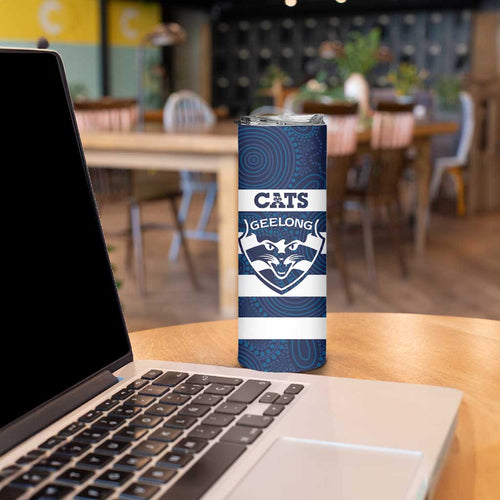 AFL Cats Football Custom Skinny Tumbler Geelong Proud Indigenous Art - Aussie Hoodie