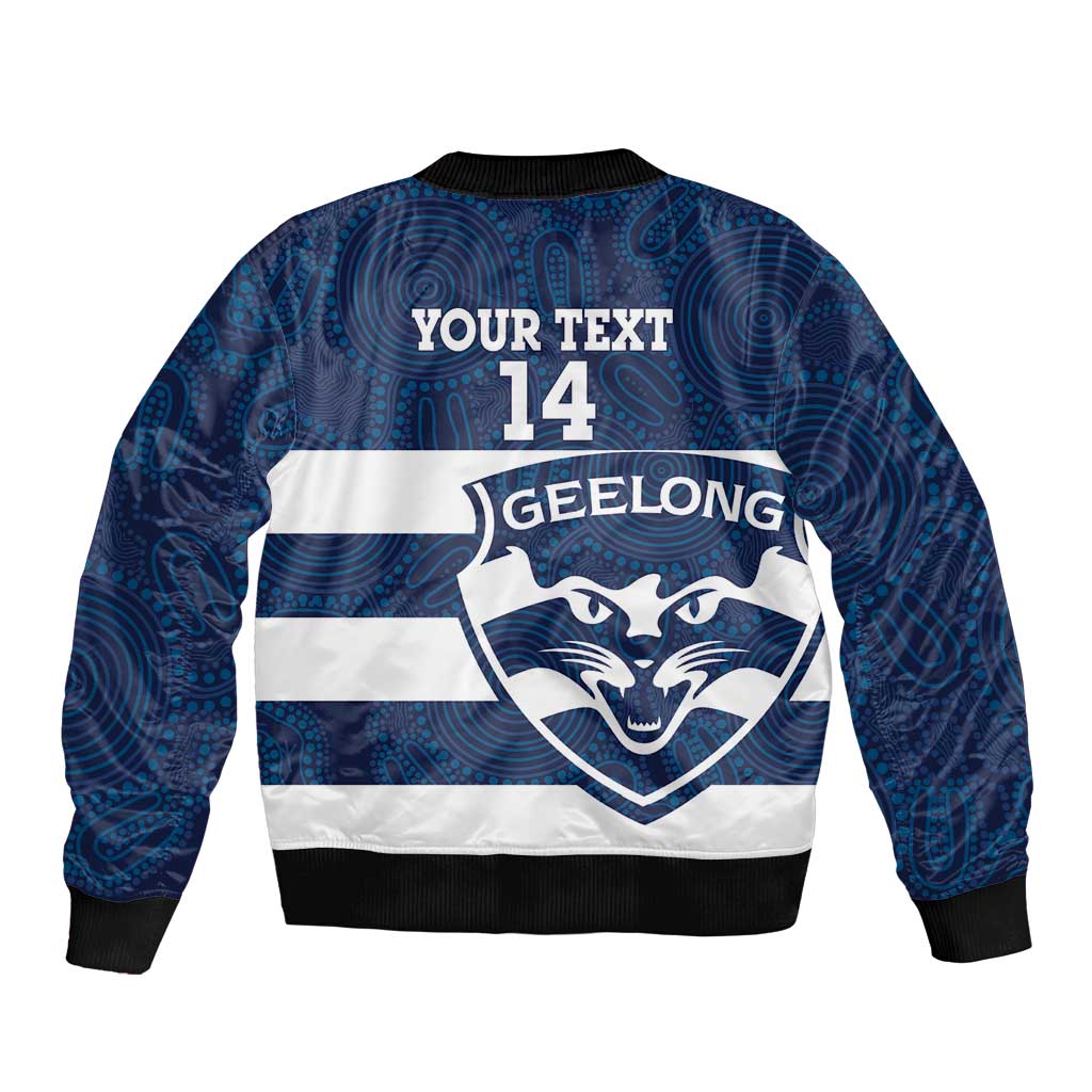 AFL Cats Football Custom Sleeve Zip Bomber Jacket Geelong Proud Indigenous Art - Aussie Hoodie