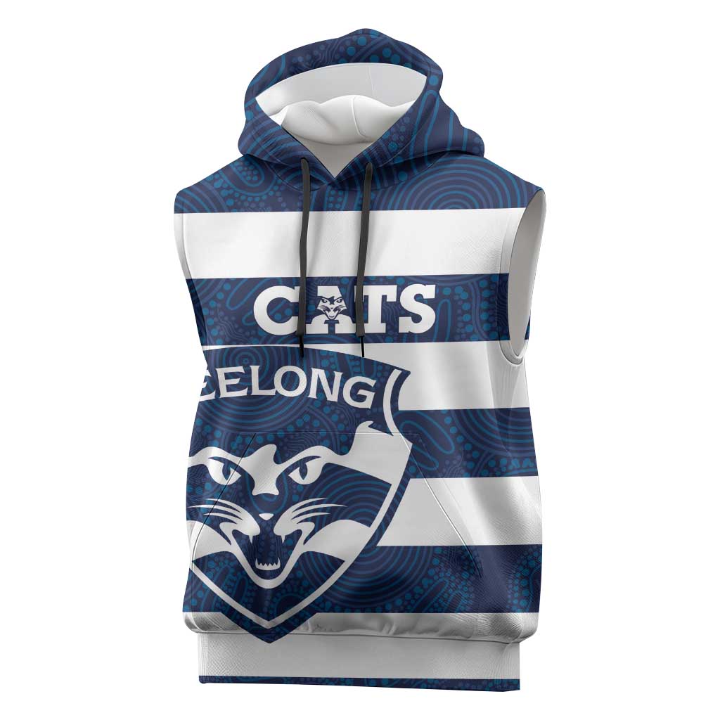 AFL Cats Football Custom Sleeveless Hoodie Geelong Proud Indigenous Art - Aussie Hoodie