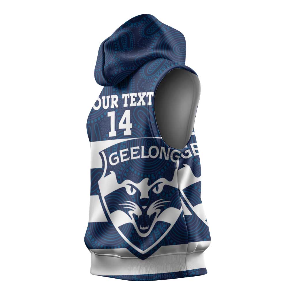 AFL Cats Football Custom Sleeveless Hoodie Geelong Proud Indigenous Art - Aussie Hoodie