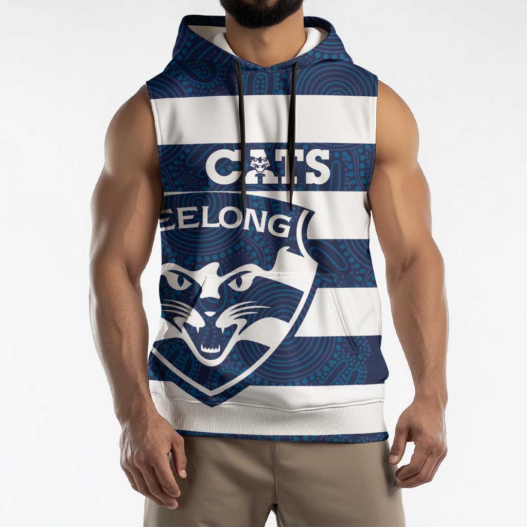 AFL Cats Football Custom Sleeveless Hoodie Geelong Proud Indigenous Art - Aussie Hoodie