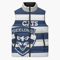 AFL Cats Football Custom Sleeveless Puffer Jacket Geelong Proud Indigenous Art - Aussie Hoodie