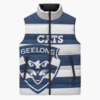 AFL Cats Football Custom Sleeveless Puffer Jacket Geelong Proud Indigenous Art - Aussie Hoodie