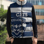 AFL Cats Football Custom Sleeveless Puffer Jacket Geelong Proud Indigenous Art - Aussie Hoodie