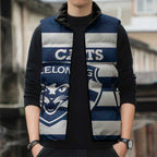 AFL Cats Football Custom Sleeveless Puffer Jacket Geelong Proud Indigenous Art - Aussie Hoodie