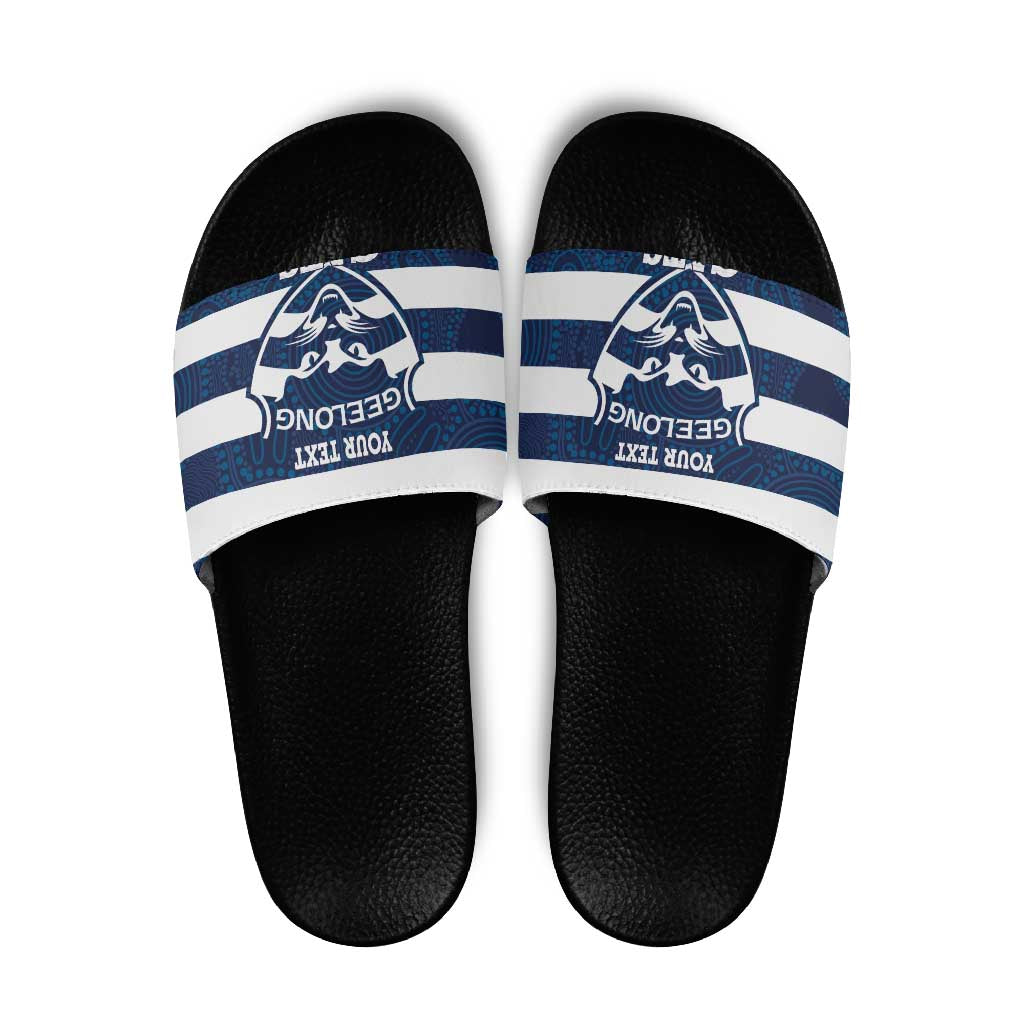AFL Cats Football Custom Slide Sandals Geelong Proud Indigenous Art - Aussie Hoodie