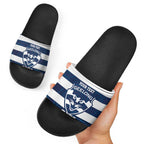 AFL Cats Football Custom Slide Sandals Geelong Proud Indigenous Art - Aussie Hoodie