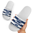 AFL Cats Football Custom Slide Sandals Geelong Proud Indigenous Art - Aussie Hoodie