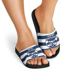AFL Cats Football Custom Slide Sandals Geelong Proud Indigenous Art - Aussie Hoodie