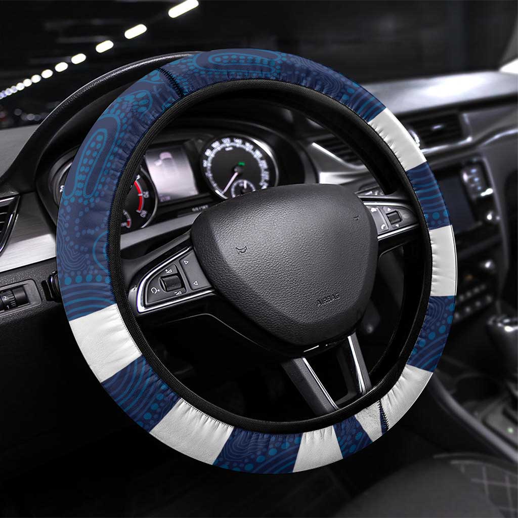 AFL Cats Football Steering Wheel Cover Geelong Proud Indigenous Art - Aussie Hoodie