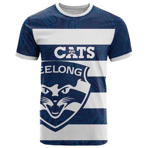 AFL Cats Football Custom T Shirt Geelong Proud Indigenous Art - Aussie Hoodie