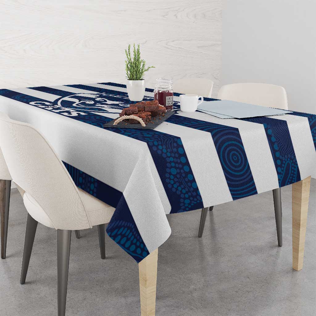 AFL Cats Football Custom Tablecloth Geelong Proud Indigenous Art - Aussie Hoodie