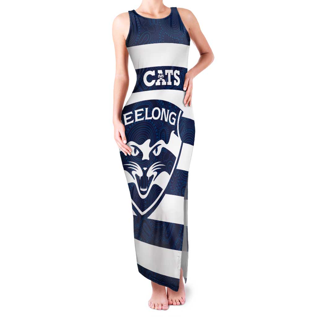 AFL Cats Football Custom Tank Maxi Dress Geelong Proud Indigenous Art - Aussie Hoodie
