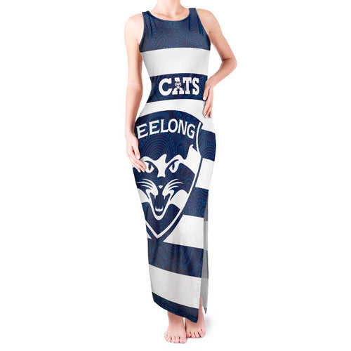 AFL Cats Football Custom Tank Maxi Dress Geelong Proud Indigenous Art - Aussie Hoodie