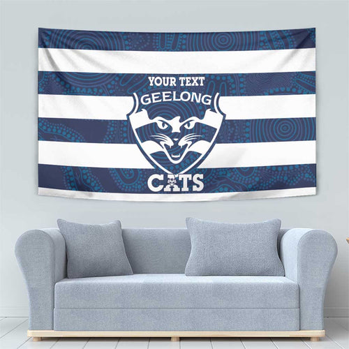 AFL Cats Football Custom Tapestry Geelong Proud Indigenous Art - Aussie Hoodie
