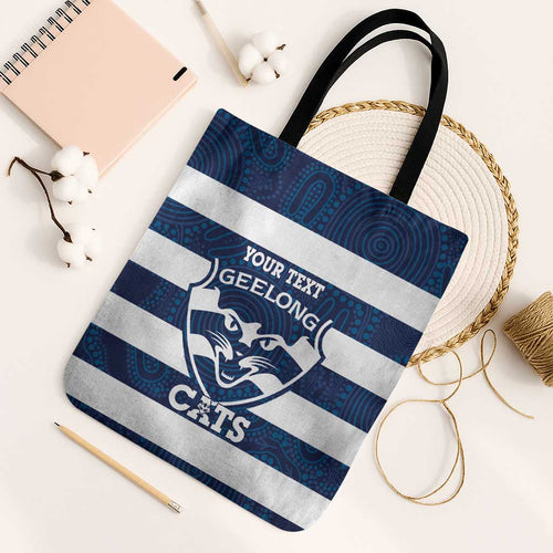 AFL Cats Football Custom Tote Bag Geelong Proud Indigenous Art - Aussie Hoodie