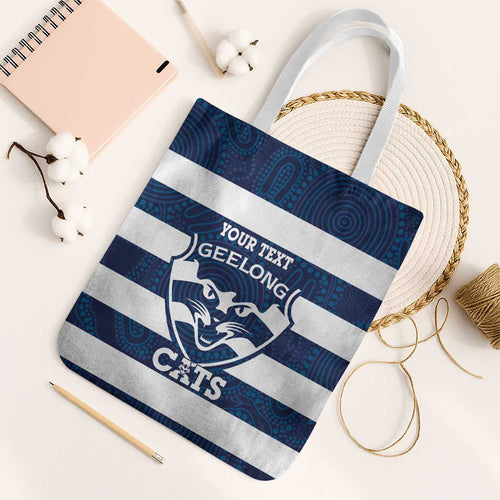 AFL Cats Football Custom Tote Bag Geelong Proud Indigenous Art - Aussie Hoodie