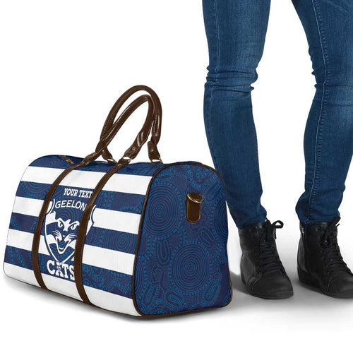 AFL Cats Football Custom Travel Bag Geelong Proud Indigenous Art - Aussie Hoodie