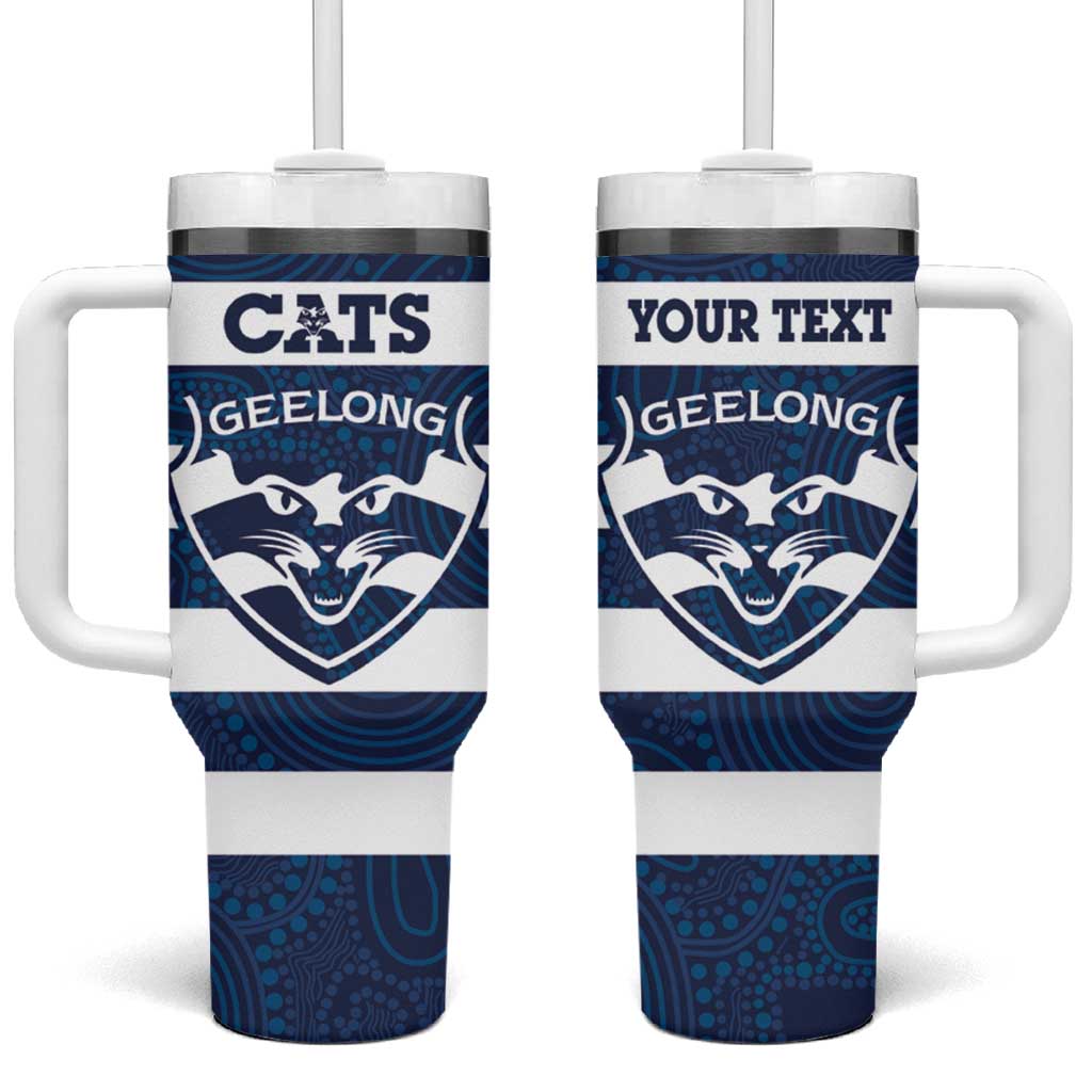 AFL Cats Football Custom Tumbler With Handle Geelong Proud Indigenous Art - Aussie Hoodie