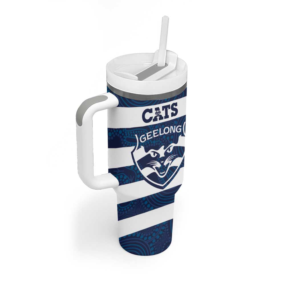 AFL Cats Football Custom Tumbler With Handle Geelong Proud Indigenous Art - Aussie Hoodie